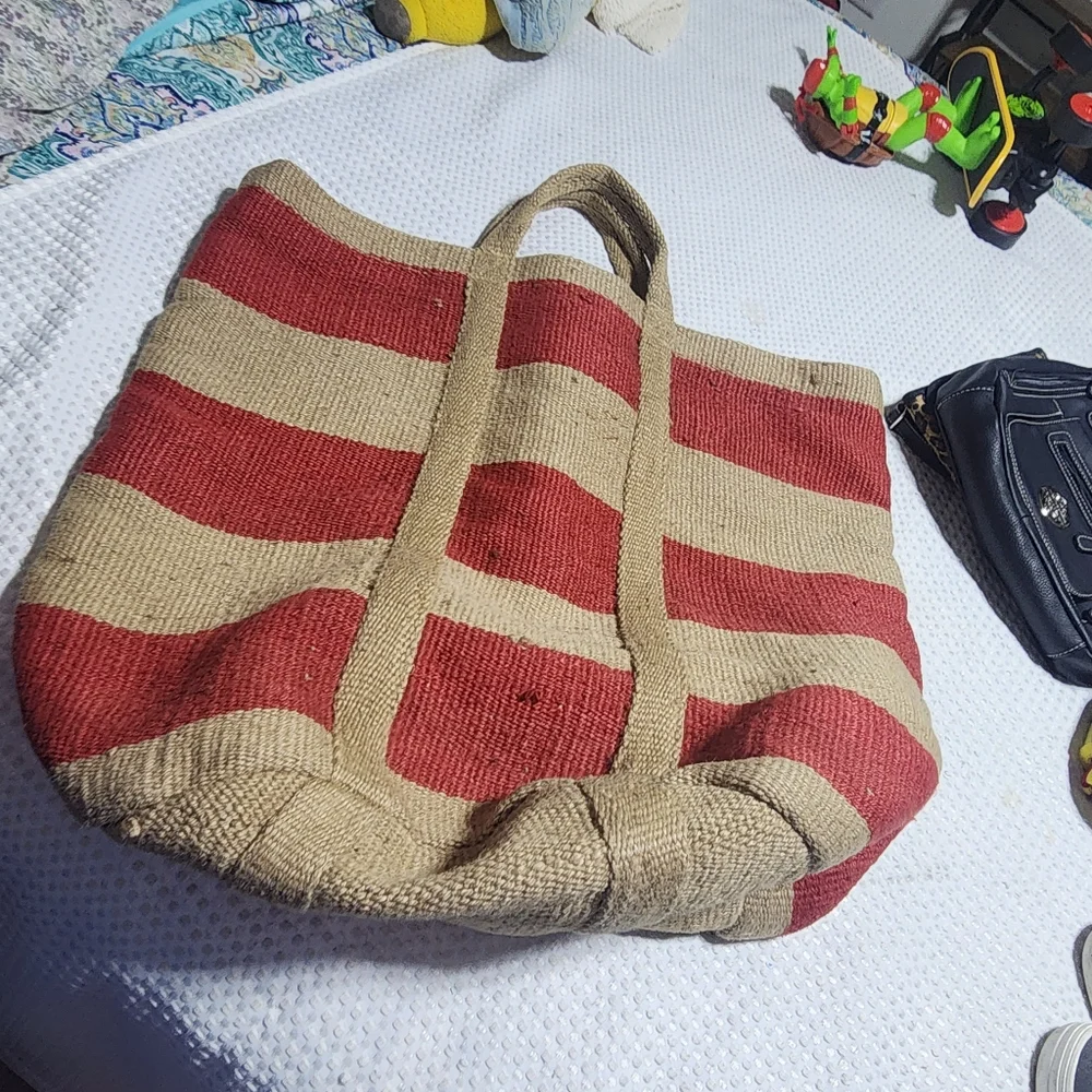 NUKU EUC XXL JUTE HEMP STORAGE LAUNDRY CLOTHING TOY ETC TOTE